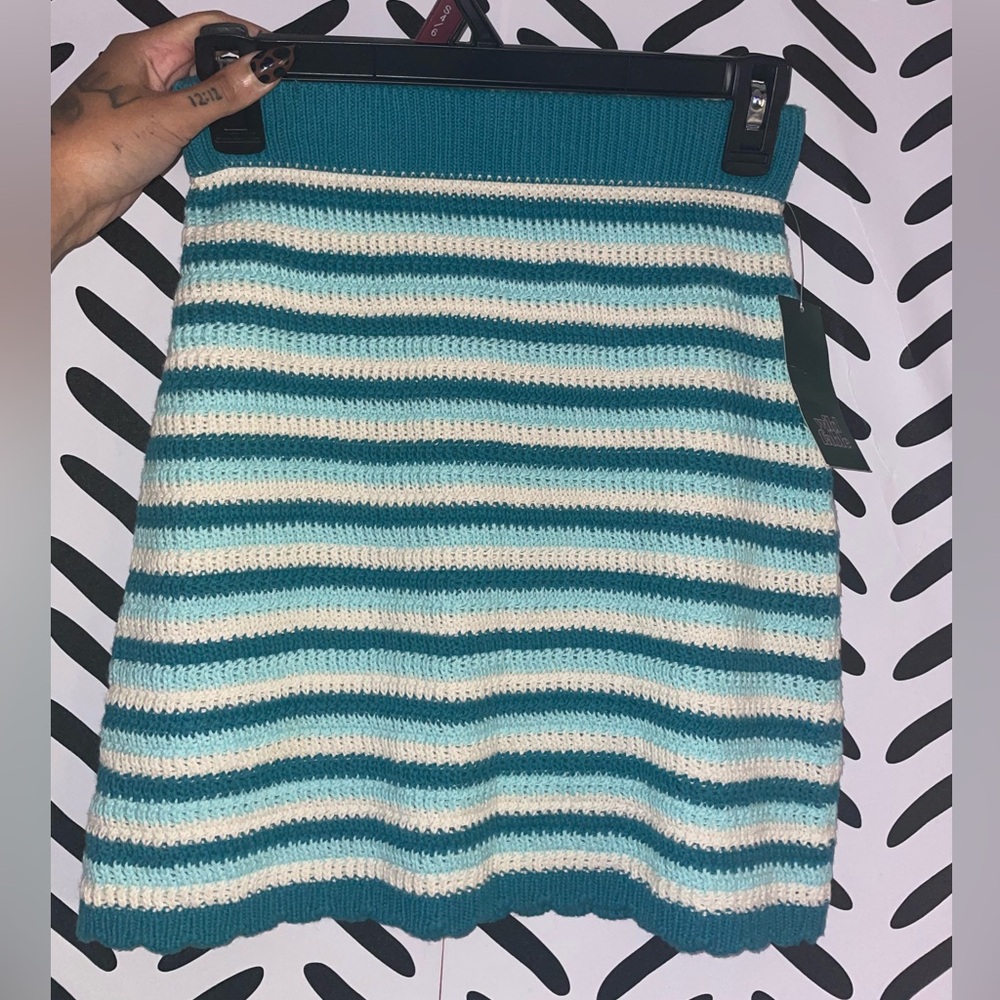 Wild Fable Teal and White Striped Pencil Skirt